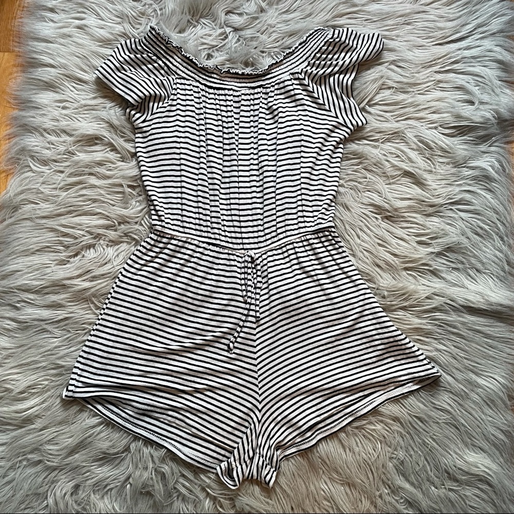 LA Hearts Striped Romper